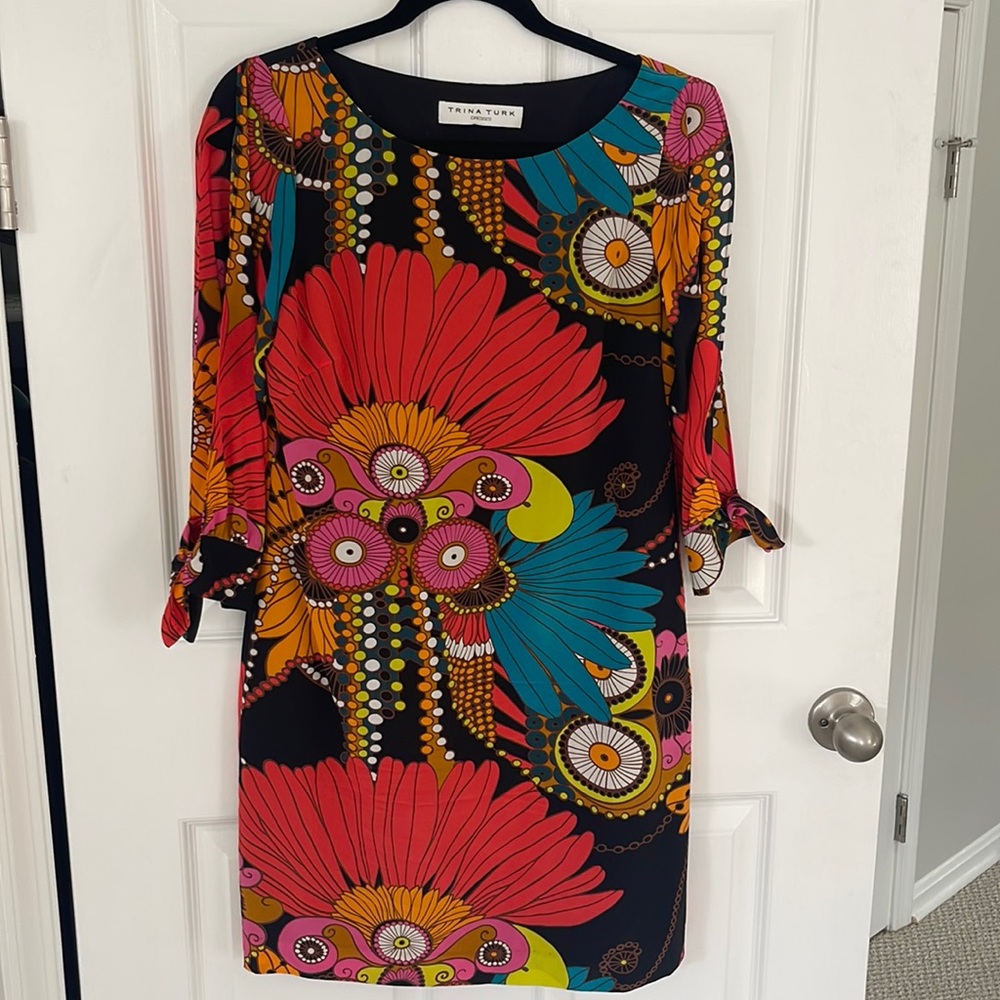 Trina Turk Slit Sleeve Floral Dress